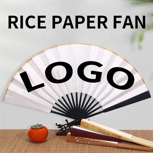 Paper Fans - Bamboo Handheld Fans with Logo Printing