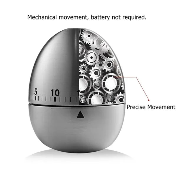 Stainless Steel Egg Kitchen Timer with 60-Min Countdown