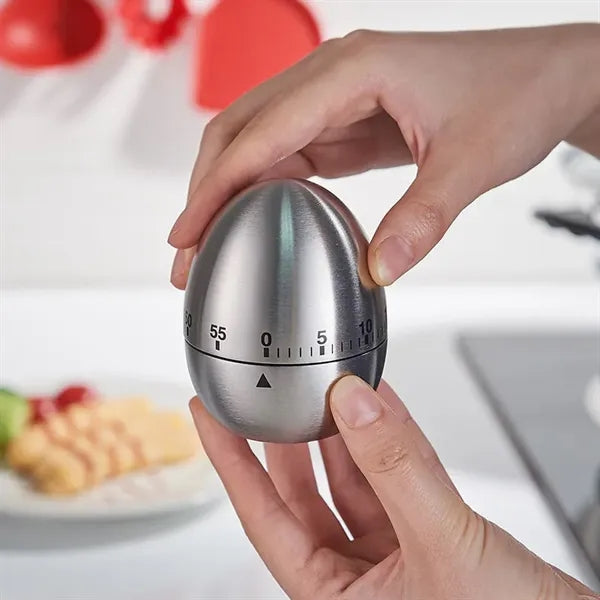 Stainless Steel Egg Kitchen Timer with 60-Min Countdown