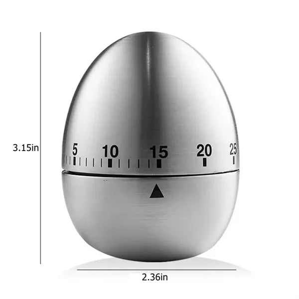 Stainless Steel Egg Kitchen Timer with 60-Min Countdown