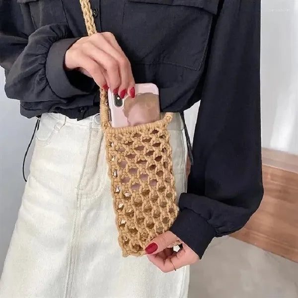 Woven Crossbody Phone Bag with Lightweight Mini Design