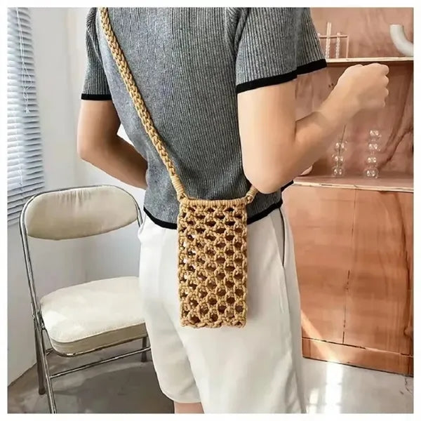 Woven Crossbody Phone Bag with Lightweight Mini Design