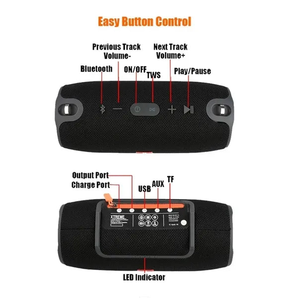 Portable bluetooth speaker stereo waterproof for outdoor