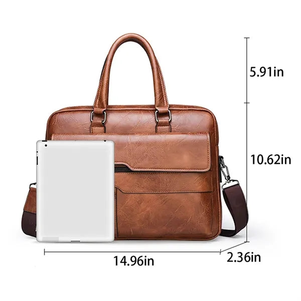 PU leather laptop bag briefcase vintage for office business