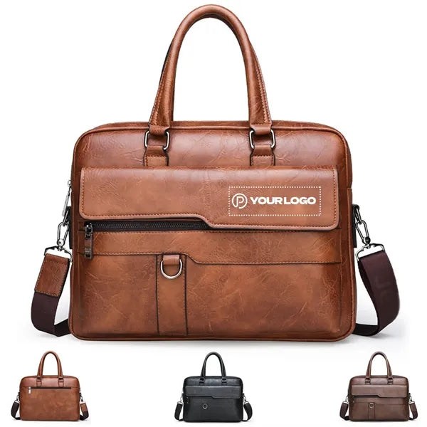 PU leather laptop bag briefcase vintage for office business