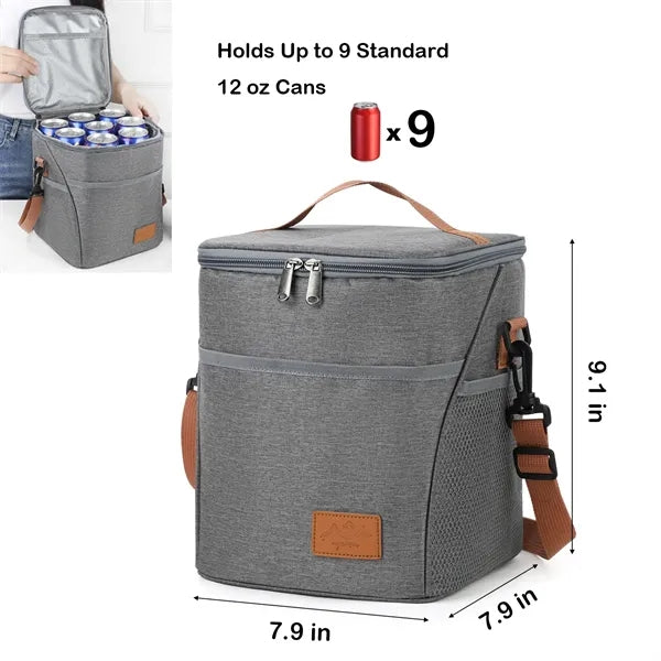 9-Can Insulated PEVA Cooler with Multi-Pocket Storage