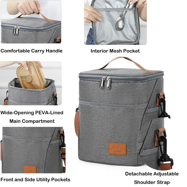 9-Can Insulated PEVA Cooler with Multi-Pocket Storage