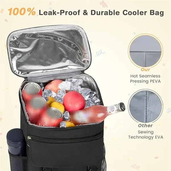 Insulated leak proof cooler lunch backpack for camping