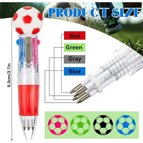 Soccer Party Favors Sport Multicolor 4 in 1 Ballpoint Pen