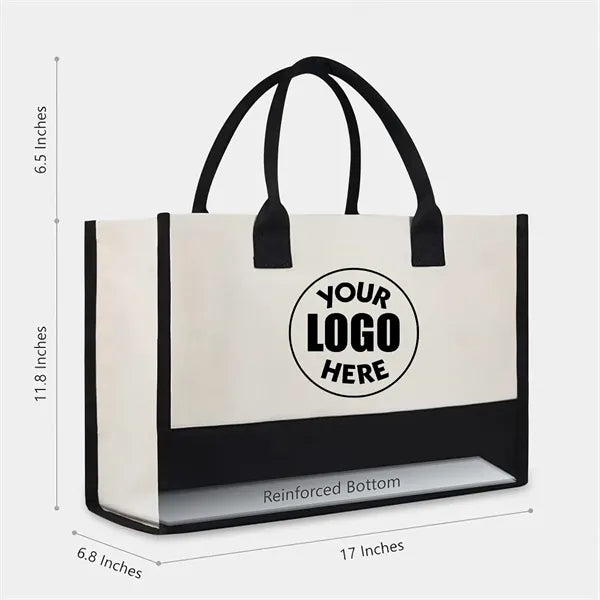 Large Classic Black And White Cotton Canvas Tote