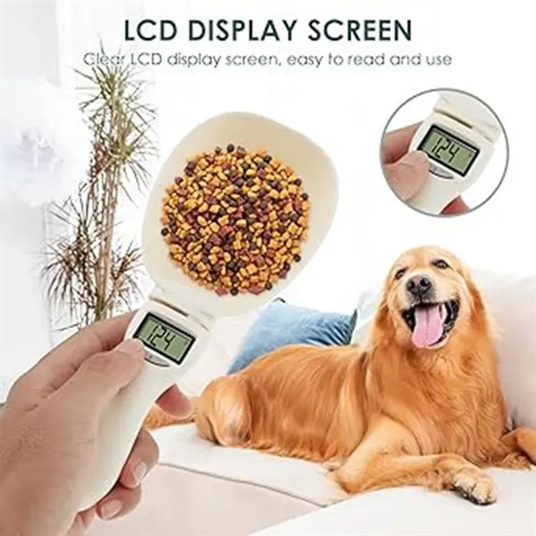Electronic weighing spoon for pet feeding