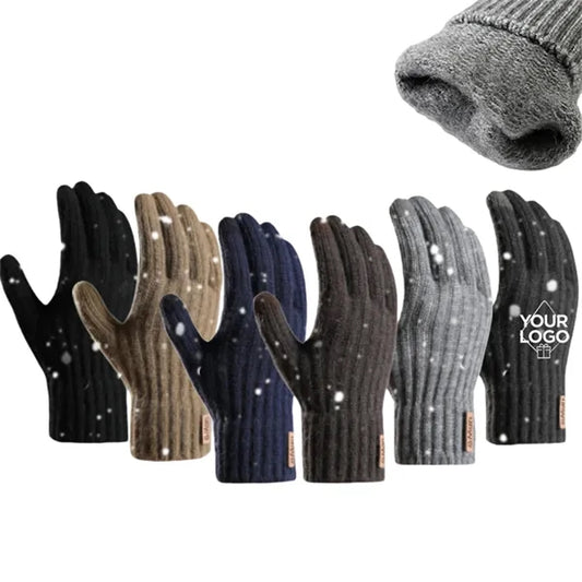 Men Warm Touch Screen Gloves Fleece Lined Winter Knit Gloves
