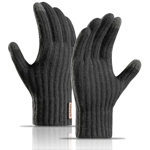 Men Warm Touch Screen Gloves Fleece Lined Winter Knit Gloves