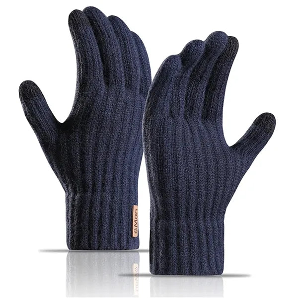 Men Warm Touch Screen Gloves Fleece Lined Winter Knit Gloves