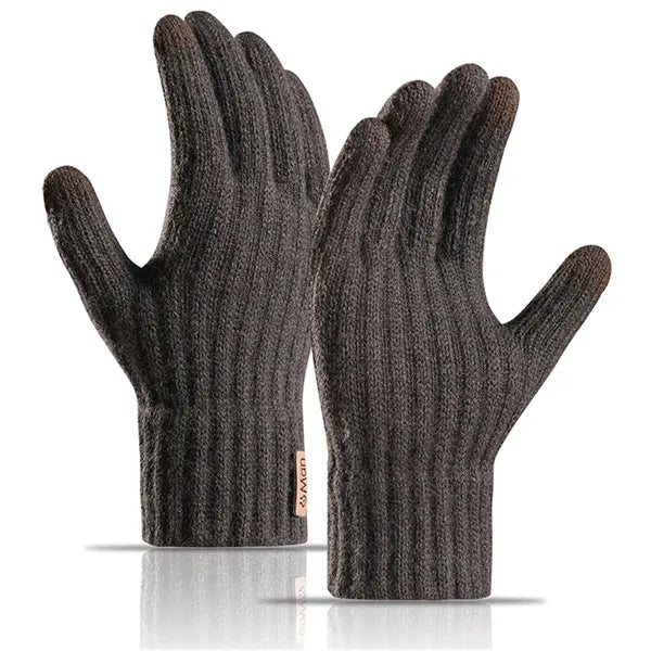 Men Warm Touch Screen Gloves Fleece Lined Winter Knit Gloves