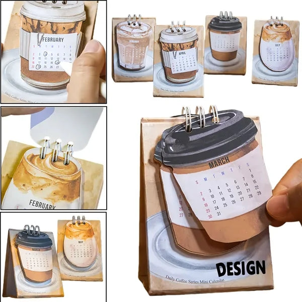 Hot Coffee Desktop Calendar 2026 Daily Planner Office Memo