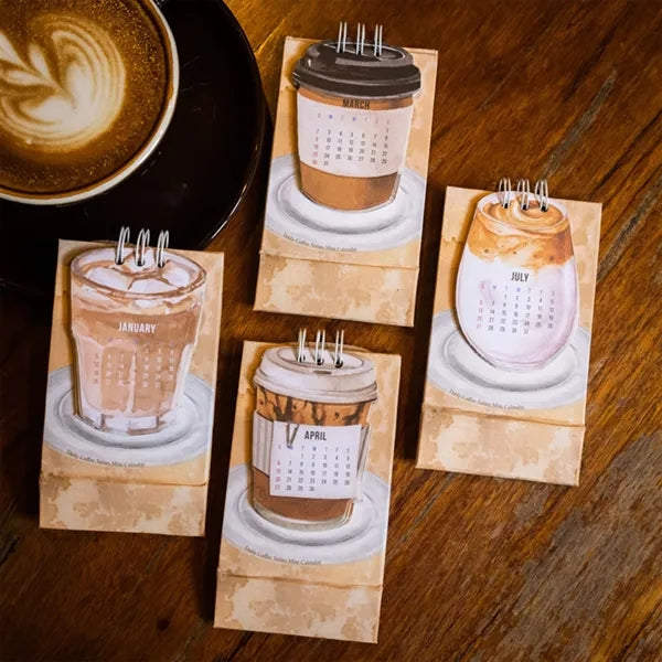 Hot Coffee Desktop Calendar 2026 Daily Planner Office Memo