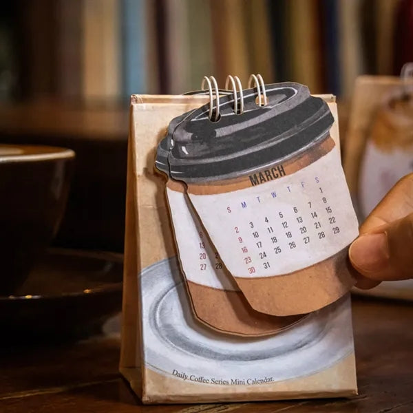 Hot Coffee Desktop Calendar 2026 Daily Planner Office Memo