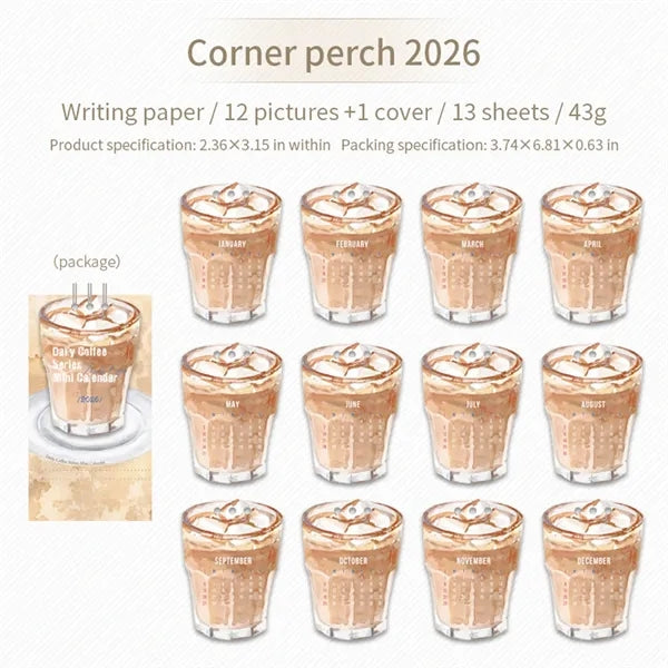 Hot Coffee Desktop Calendar 2026 Daily Planner Office Memo