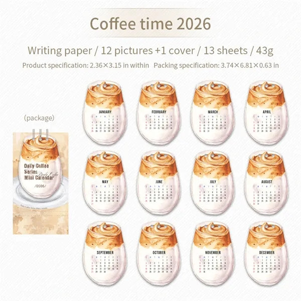 Hot Coffee Desktop Calendar 2026 Daily Planner Office Memo