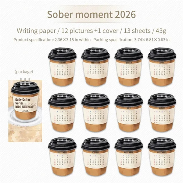 Hot Coffee Desktop Calendar 2026 Daily Planner Office Memo