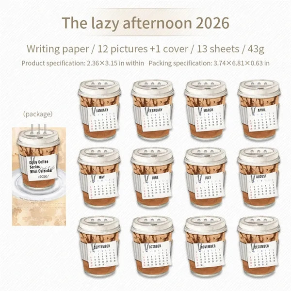 Hot Coffee Desktop Calendar 2026 Daily Planner Office Memo