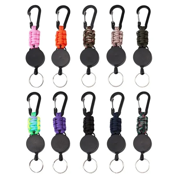 Paracord Braided Retractable Keychain with Carabiner Clip