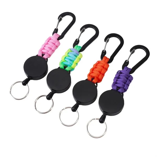 Paracord Braided Retractable Keychain with Carabiner Clip