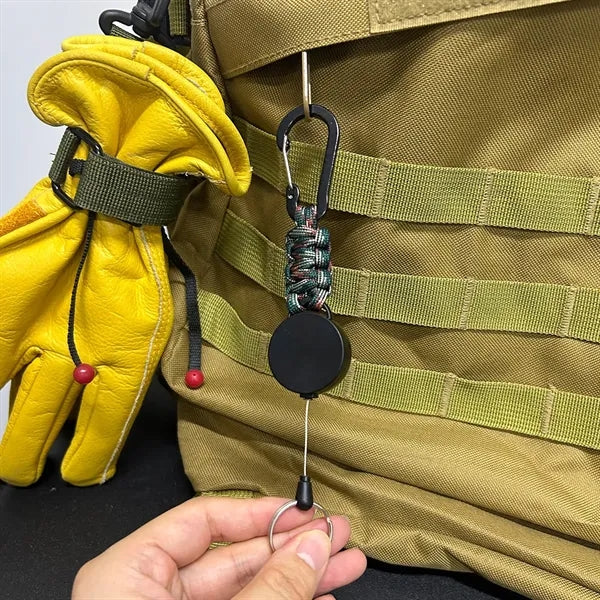 Paracord Braided Retractable Keychain with Carabiner Clip