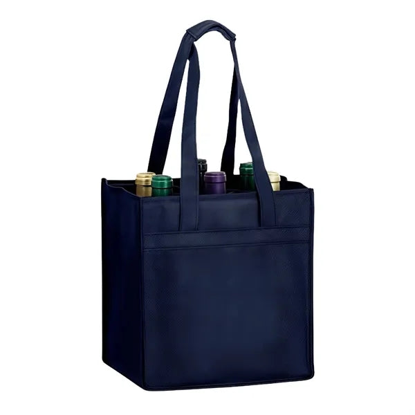 Non Woven 6 Bottle Wine Tote Bag With Dividers