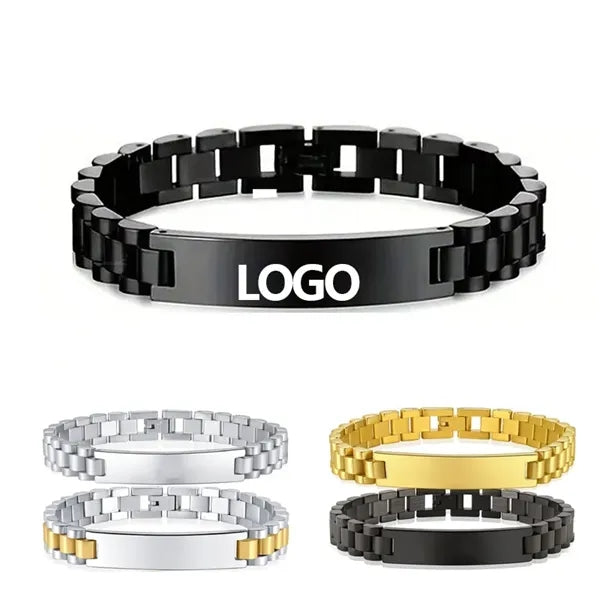 Stainless Steel Laser Engraved Bracelet- Custom link bracele