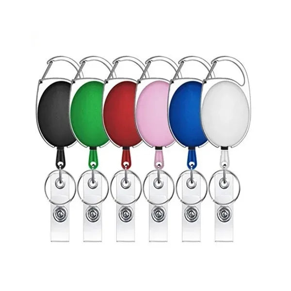 Carabiner Style Retractable Badge Reel w/Belt Clip