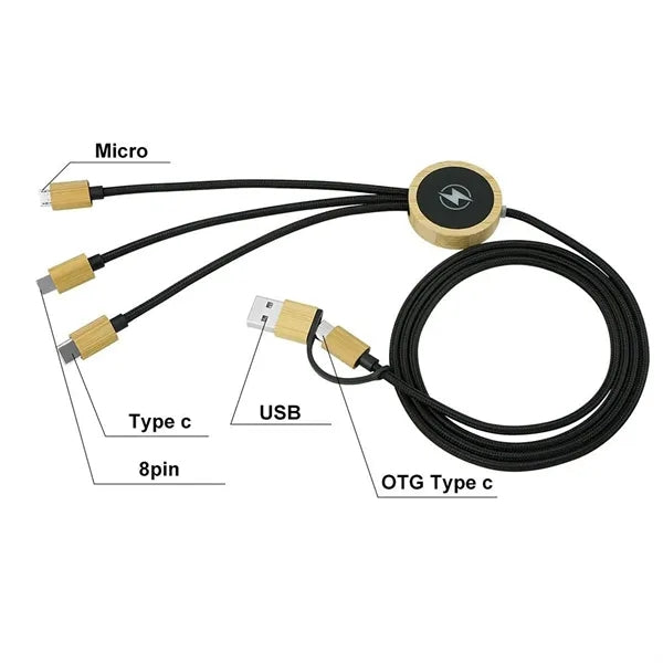 3 in 1 Bamboo Charging Cable