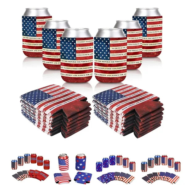 12oz American Flag Folding Insulated Mug Sleeve w/ Bottom