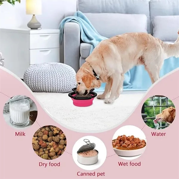 2in1 Collapsible Silicone Pet Travel Bowls with Carabiner