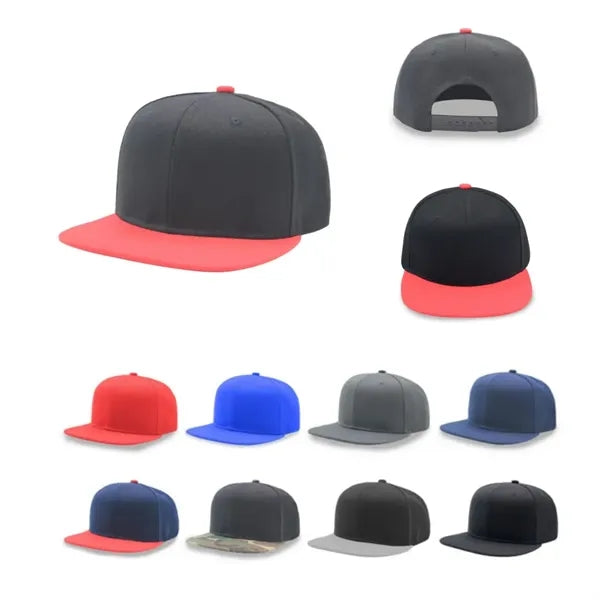 6-Panel Flat Brim Snapback Cap