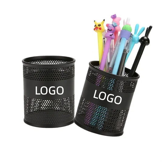 Metal Mesh Pen Cup Cylinder Pencil Holder Desk Organizer