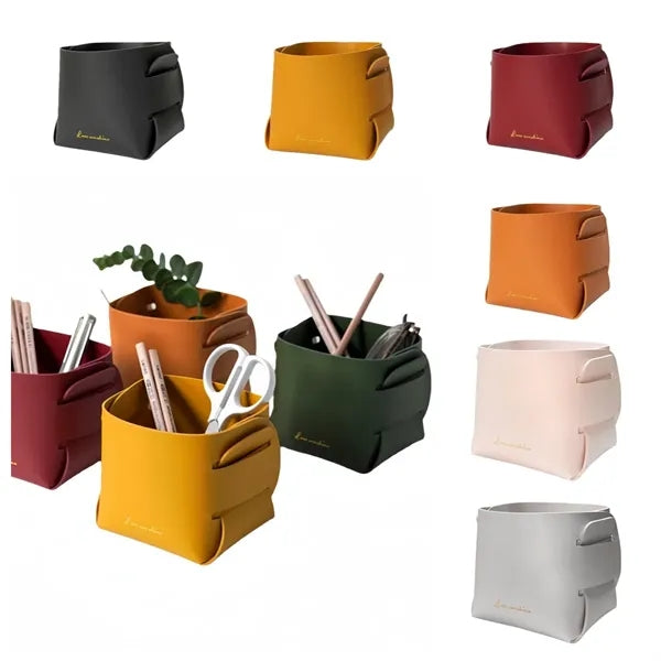 Simple Foldable Leather Storage Basket