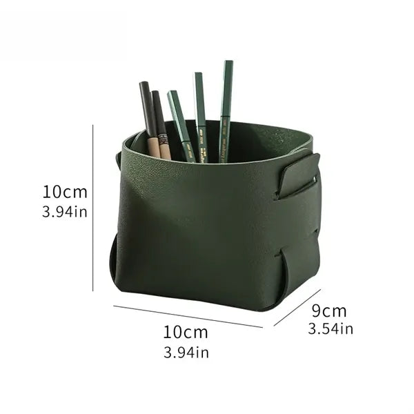 Simple Foldable Leather Storage Basket