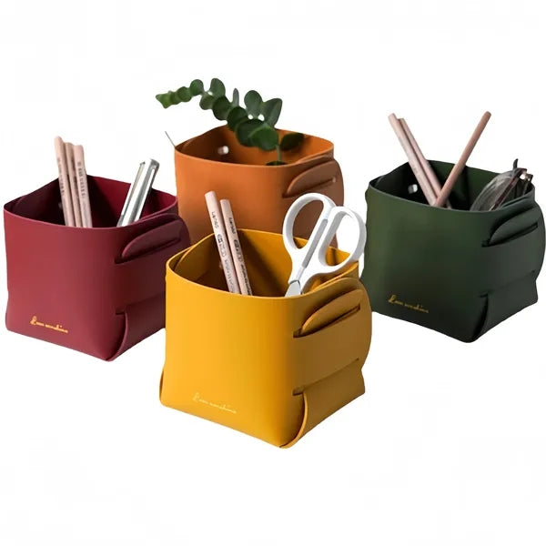 Simple Foldable Leather Storage Basket