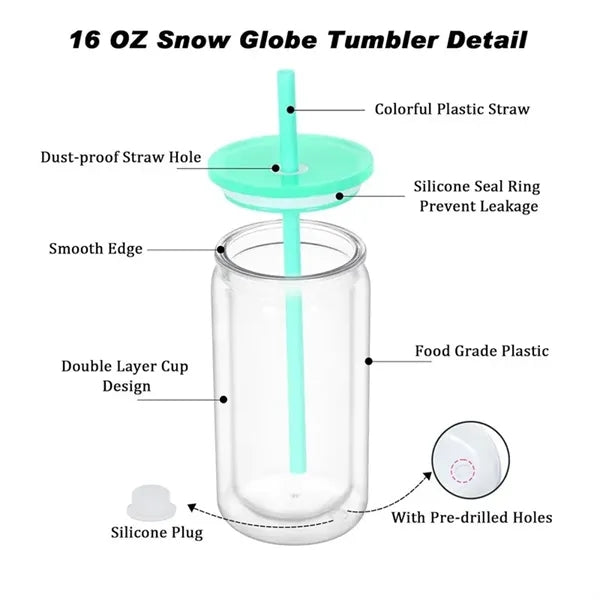 16 OZ Snow Globe Tumbler