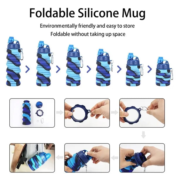 500ml Silicone Sports Portable Foldable Water Bottle