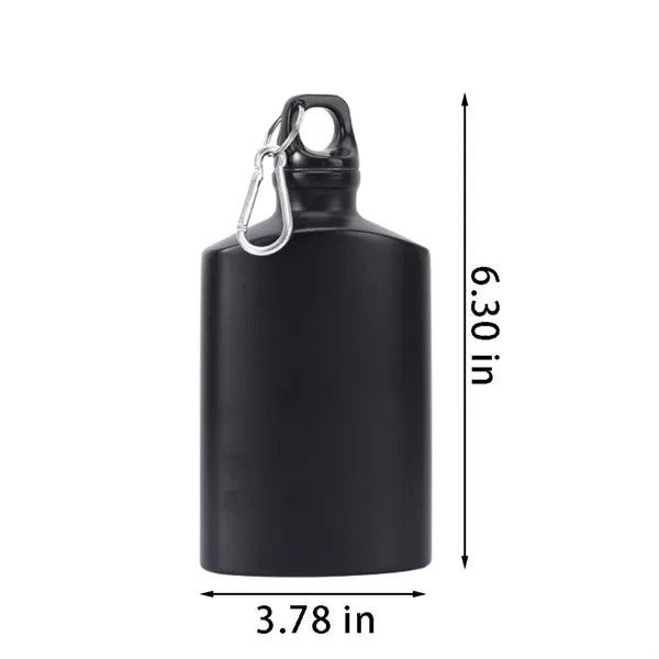 Camping outdoor aluminum flat water bottle with carabiner