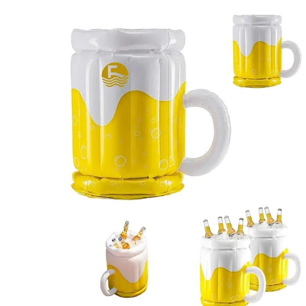 Inflatable beer mug cooler