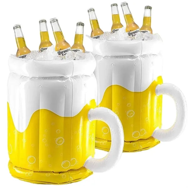 Inflatable beer mug cooler