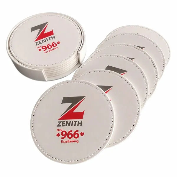 6-Piece Leather Coaster Set with Holder