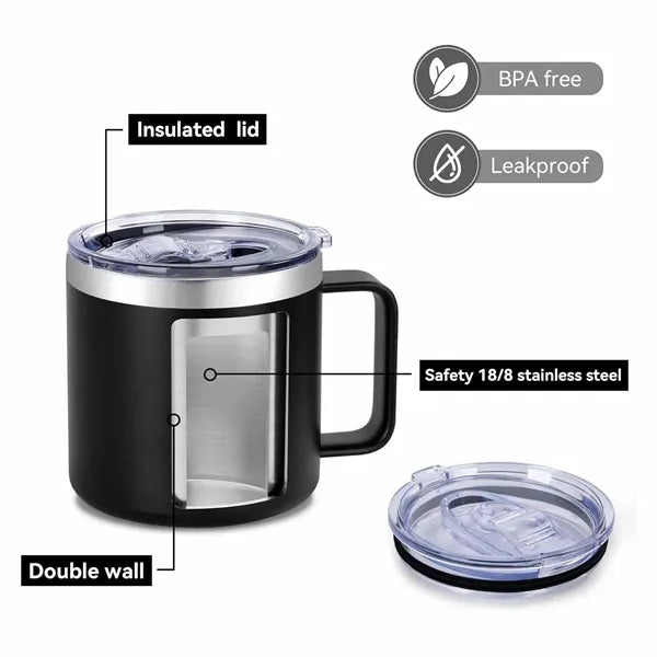 14oz Stainless Steel Handle Insulated Mug