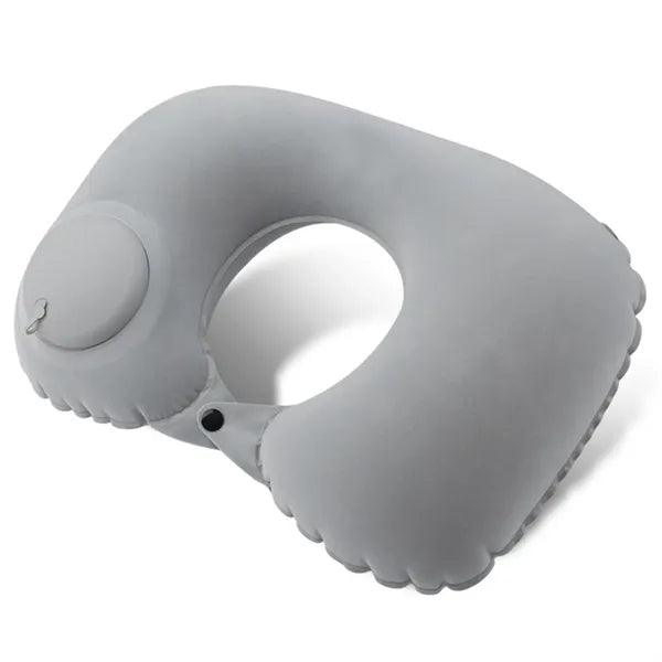 Inflatable U-shaped pillow automatically inflates with milk