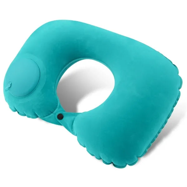 Inflatable U-shaped pillow automatically inflates with milk