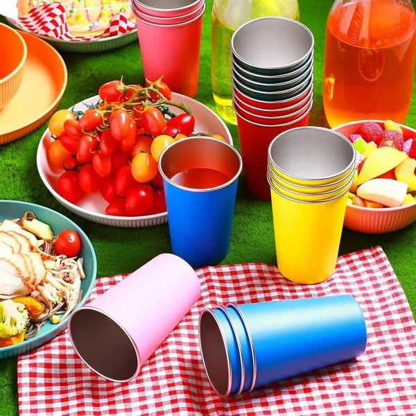 Stainless steel stackable drinking cup that is drop-proof an